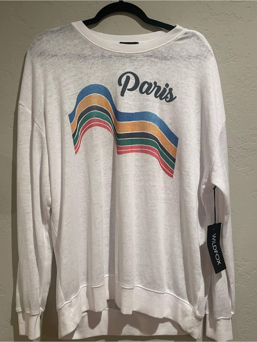 Wildfox 'Paris' Stripe Roadtrip Sweatshirt  Size M (oversized) NWT MSRP $108